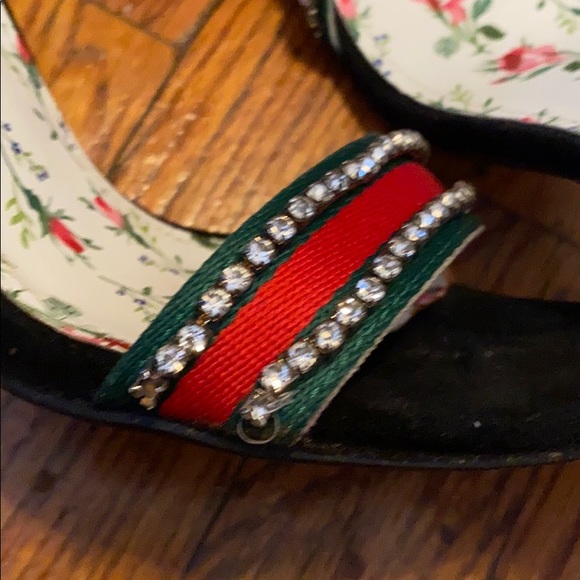 Black velour heel sandals with rhinestones - Picture 2 of 7